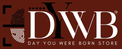 Logo of Day You Were Born Store with a brown background